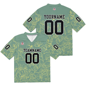Camiseta de fútbol personalizada con nombre y número del equipo bordados-color verde grisáceo y amarillo