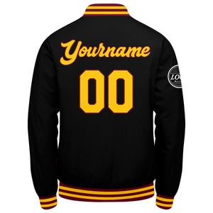 Chaqueta universitaria personalizada estilo Letterman para hombres-mujeres y jóvenes-color carmesí-negro y amarillo