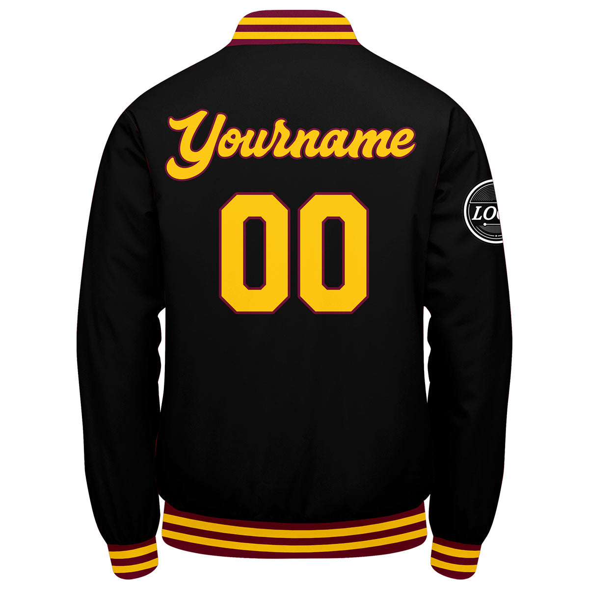 Chaqueta universitaria personalizada estilo Letterman para hombres-mujeres y jóvenes-color carmesí-negro y amarillo