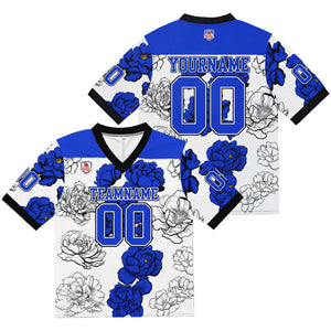 Camiseta de fútbol personalizada con nombre y número del equipo bordados-color blanco y azul marino