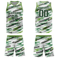 Uniforme de baloncesto personalizado blanco y verde con tu logotipo-nombre y número impresos