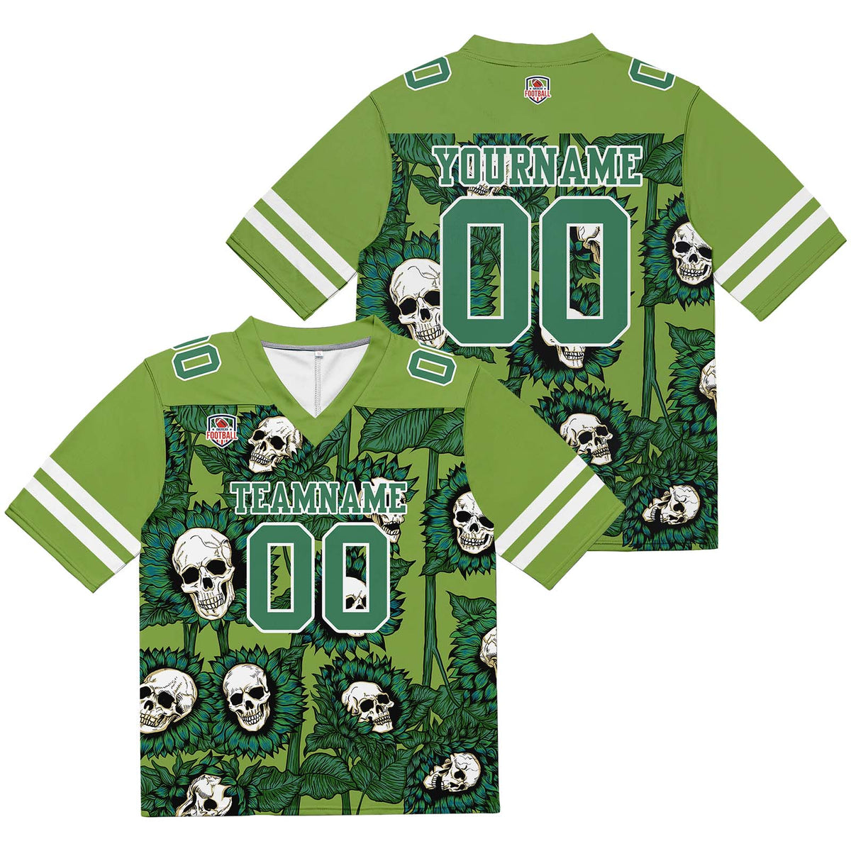 Camiseta de fútbol personalizada con nombre y número del equipo bordados a mano -Verde girasol