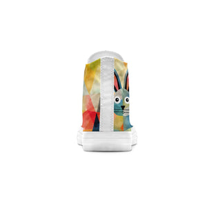 Elegancia de conejito: da rienda suelta a tu creatividad con estas zapatillas de lona de caña alta Moda unisex adornada con el cautivador y divertido estampado artístico de conejos