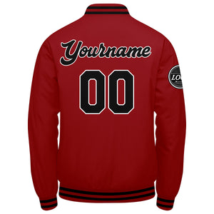 Chaqueta universitaria personalizada estilo Letterman para hombres-mujeres y jóvenes-color rojo y negro