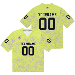 Camiseta de fútbol personalizada con nombre y número del equipo impresos y bordados en color amarillo