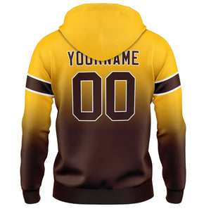 Sudadera con capucha degradada personalizada para hombre-mujer-niña o niño Imprime tu logotipo-nombre o número en amarillo y marrón