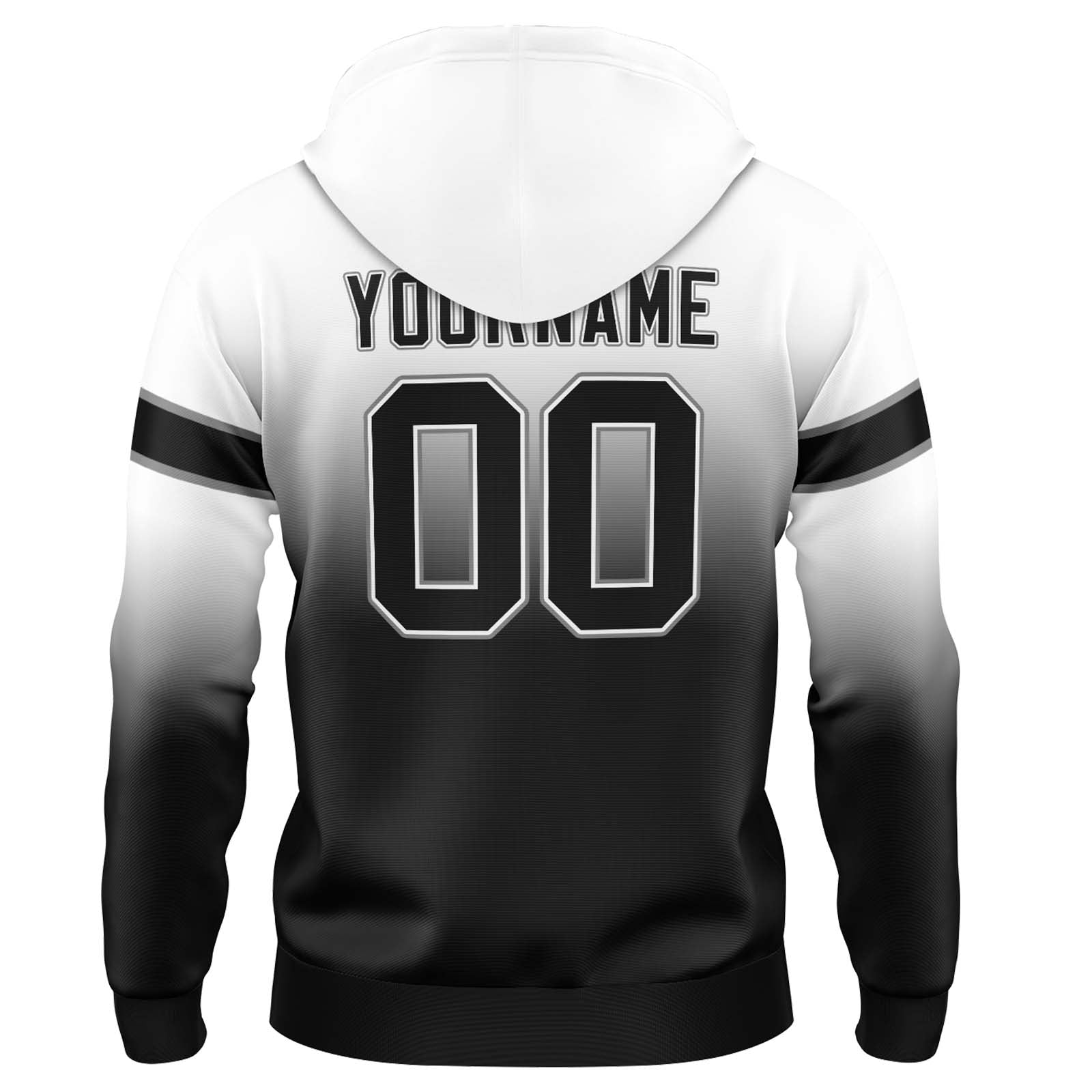 Sudadera con capucha personalizada con degradado para hombre-mujer-niña o niño Estampa tu logotipo-nombre o número en blanco y negro