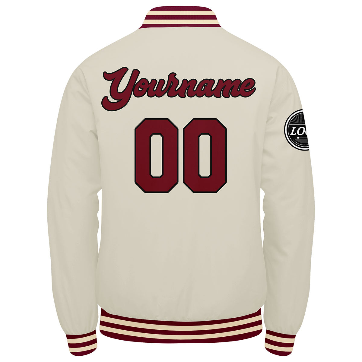 Chaqueta universitaria personalizada estilo Letterman para hombres-mujeres y jóvenes-color crema carmesí