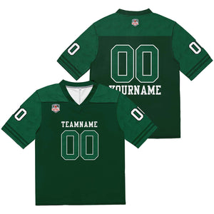 Camiseta de fútbol personalizada con nombre y número del equipo impresos y bordados-color verde