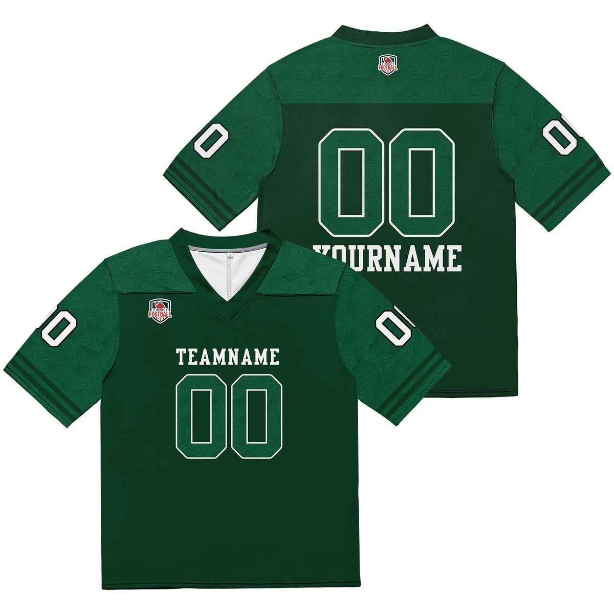 Camiseta de fútbol personalizada con nombre y número del equipo impresos y bordados-color verde