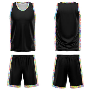 Uniforme de baloncesto negro personalizado con tu logotipo-nombre y número impresos