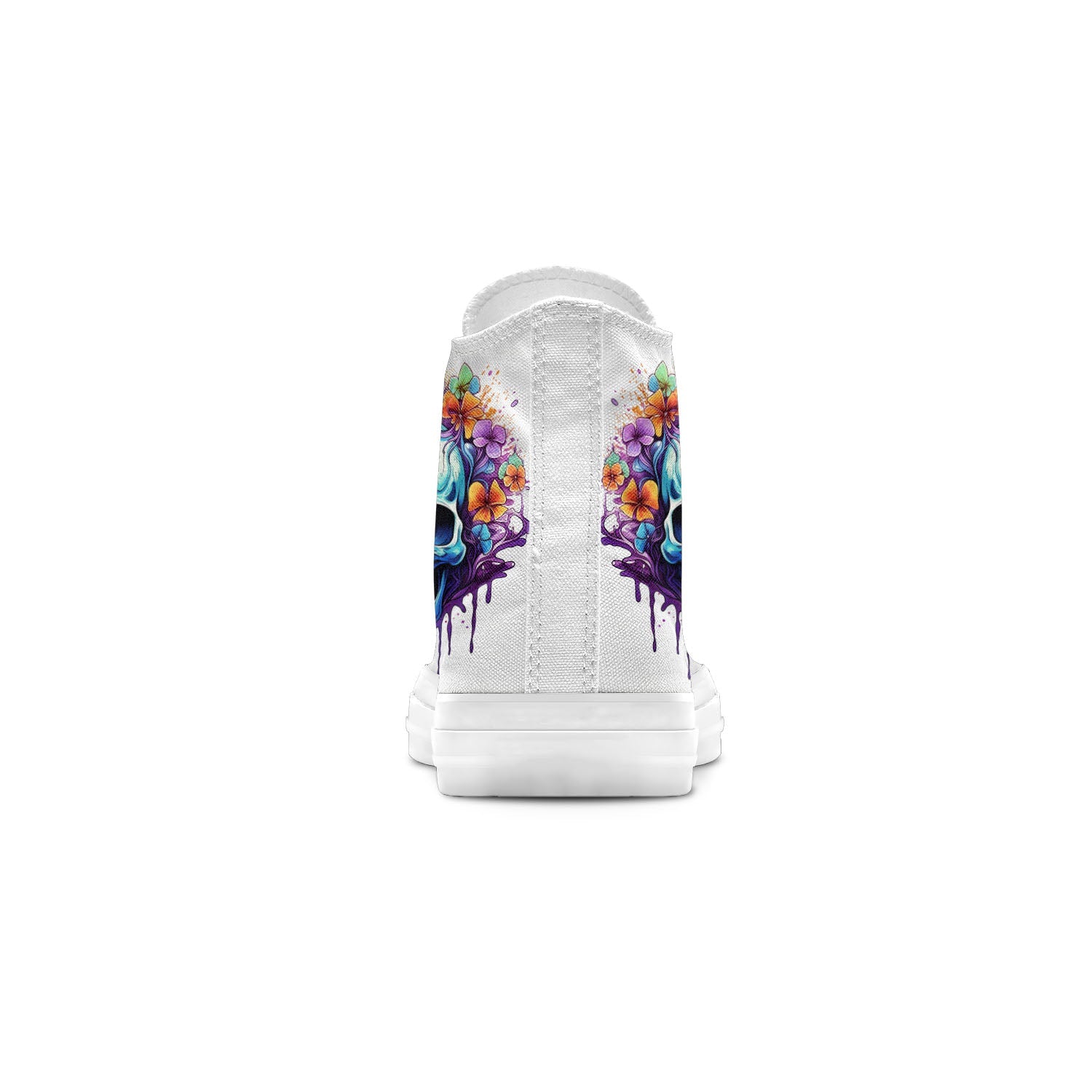 Skull Symphony: Zapatillas unisex de media caña de lona -Adéntrate en una vibrante melodía de color con un diseño de lápiz inspirado en calaveras para hombres y mujeres