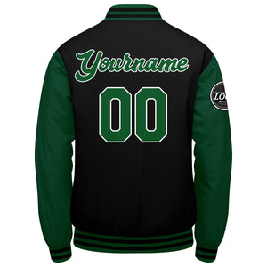 Chaqueta universitaria personalizada estilo Letterman para hombres-mujeres y jóvenes-color verde y negro