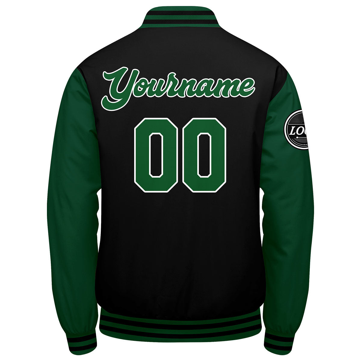 Chaqueta universitaria personalizada estilo Letterman para hombres-mujeres y jóvenes-color verde y negro