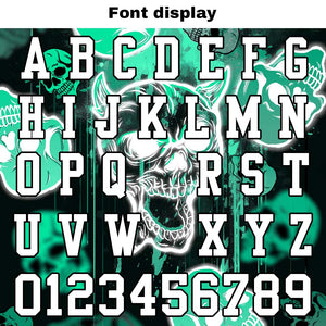 Camiseta de fútbol personalizada con nombre y número del equipo bordados y estampados-estilo grafiti con calavera -Verde claro