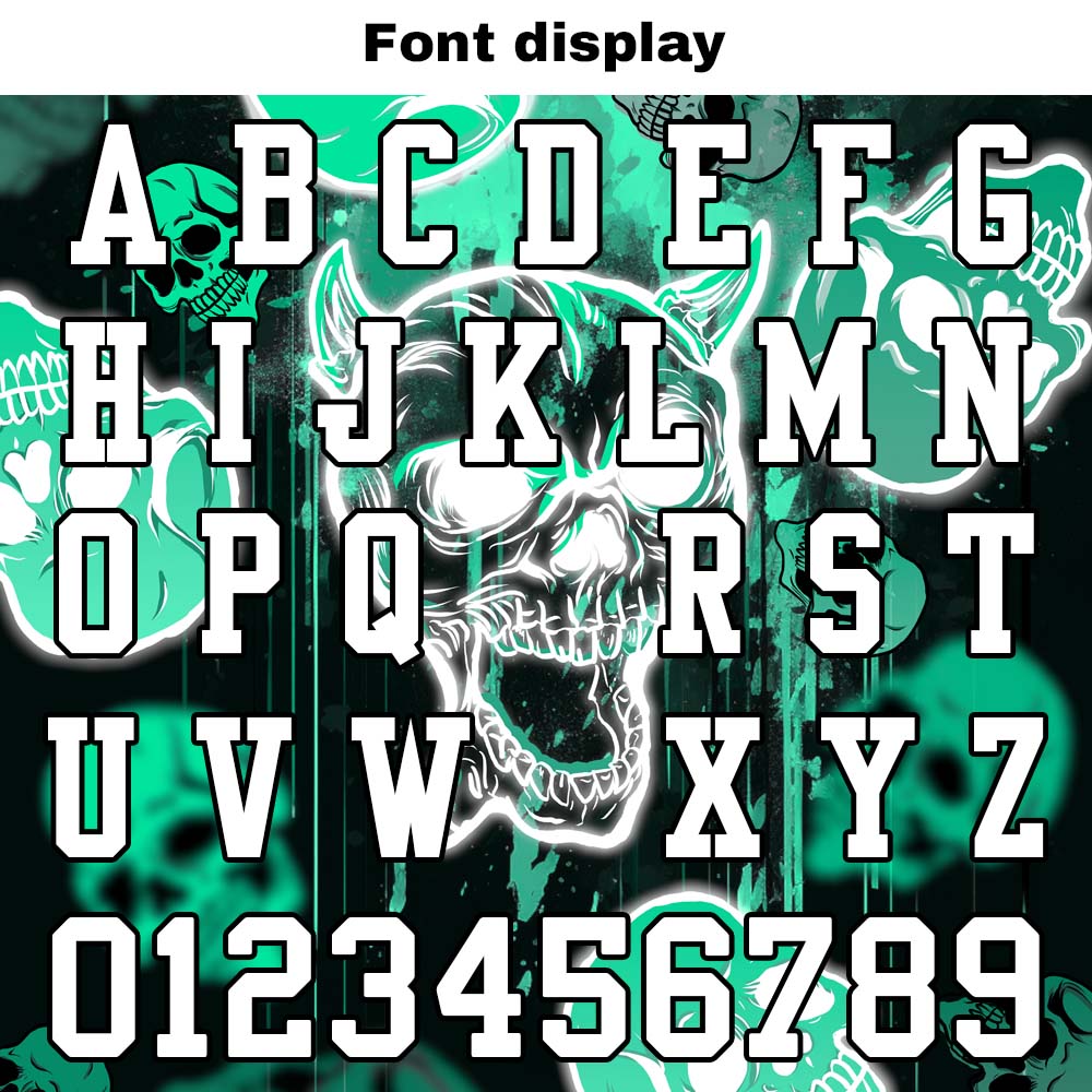 Camiseta de fútbol personalizada con nombre y número del equipo bordados y estampados-estilo grafiti con calavera -Verde claro