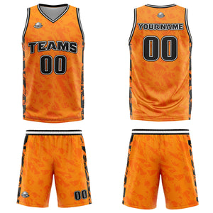 Uniforme de baloncesto personalizado color naranja roto con tu logotipo-nombre y número impresos