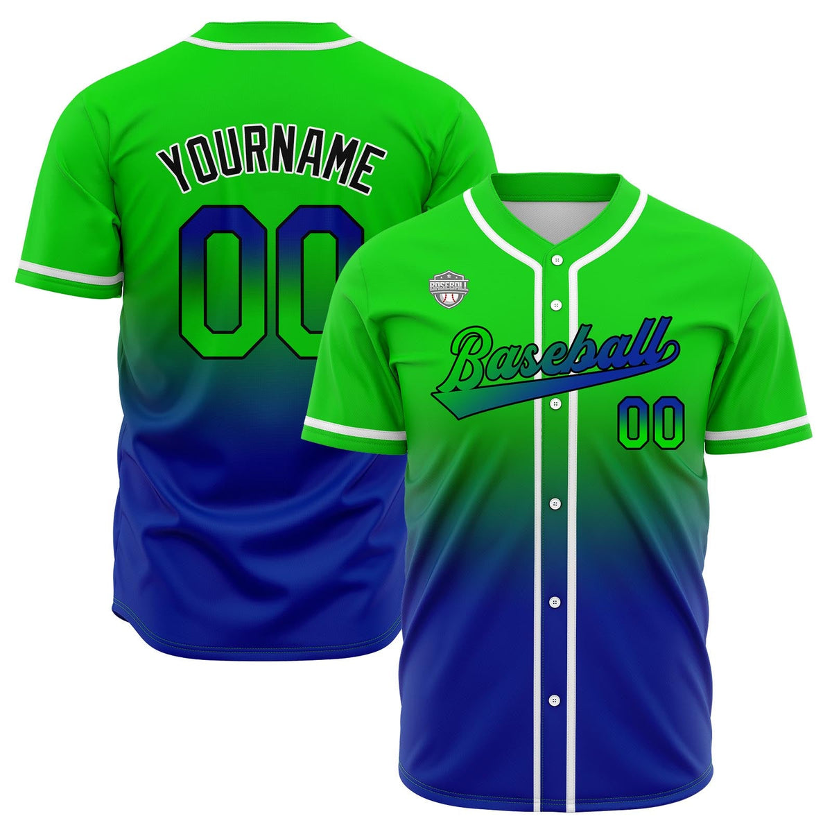 Camisetas de béisbol personalizadas con degradado nombre número y logotipo