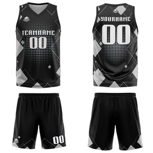 Uniforme de baloncesto gris con diseño geométrico personalizado-estampado con tu logotipo-nombre y número