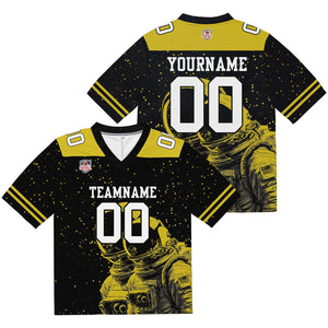 Camiseta de fútbol personalizada con nombre y número del equipo bordados-color negro y amarillo