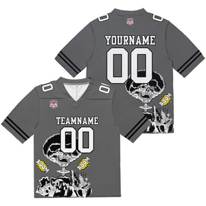 Camiseta de fútbol personalizada con nombre y número del equipo impresos y bordados-color gris
