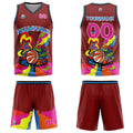 Uniforme de baloncesto personalizado color burdeos con tu logotipo-nombre y número impresos