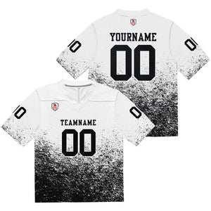 Camiseta de fútbol personalizada con nombre y número del equipo impresos y bordados-color blanco y negro
