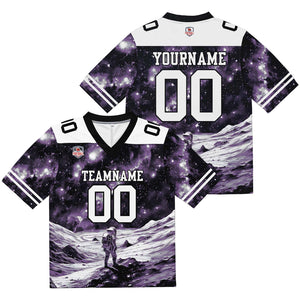 Camiseta de fútbol personalizada con nombre y número del equipo bordados-color negro y morado