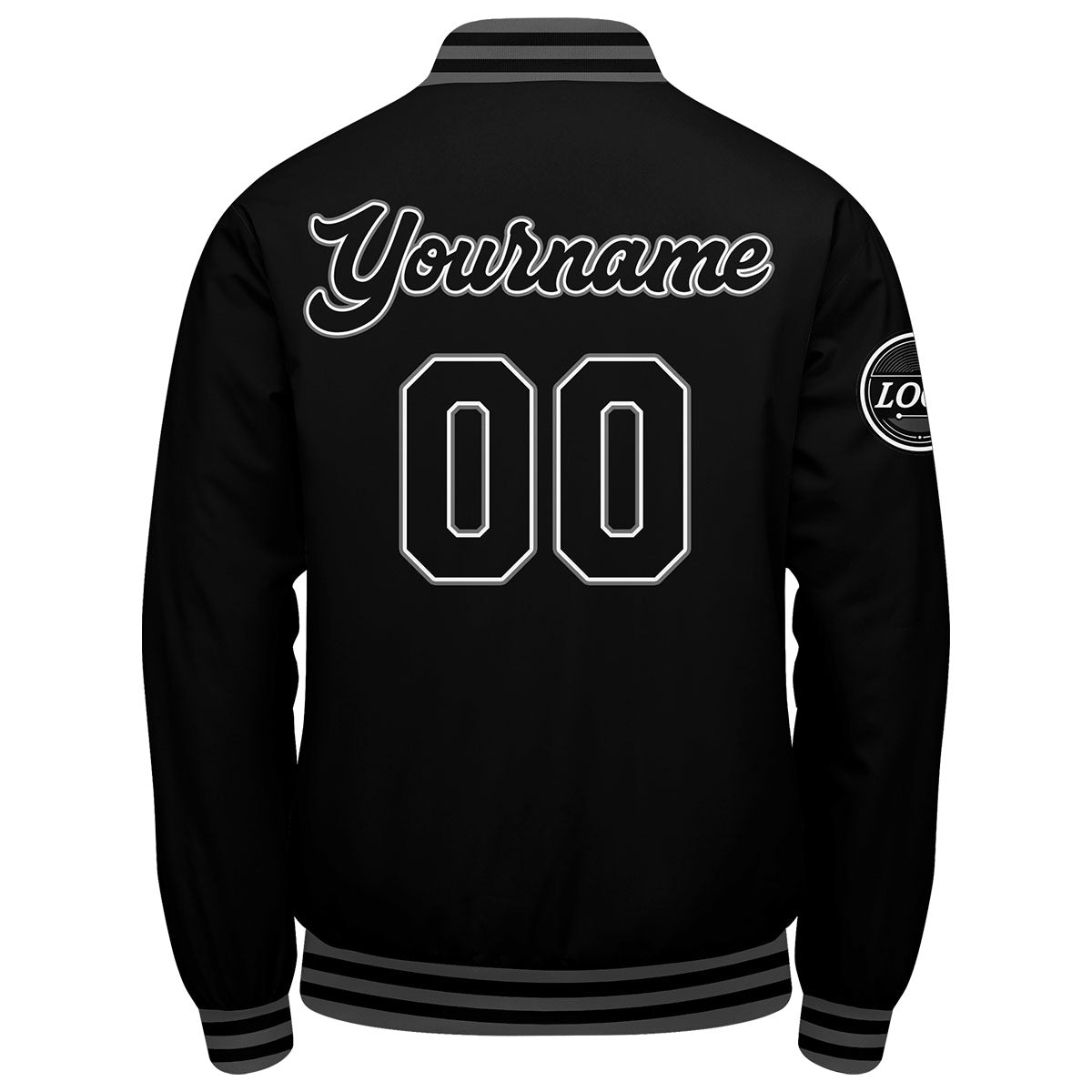 Chaqueta universitaria personalizada estilo Letterman para hombres-mujeres y jóvenes-color negro y gris