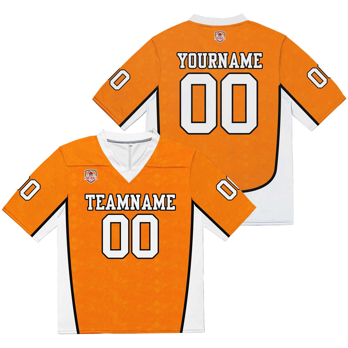 Camiseta de fútbol personalizada con nombre y número del equipo impresos y bordados-color naranja