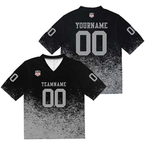 Camiseta de fútbol personalizada con nombre y número del equipo bordados-color negro y gris