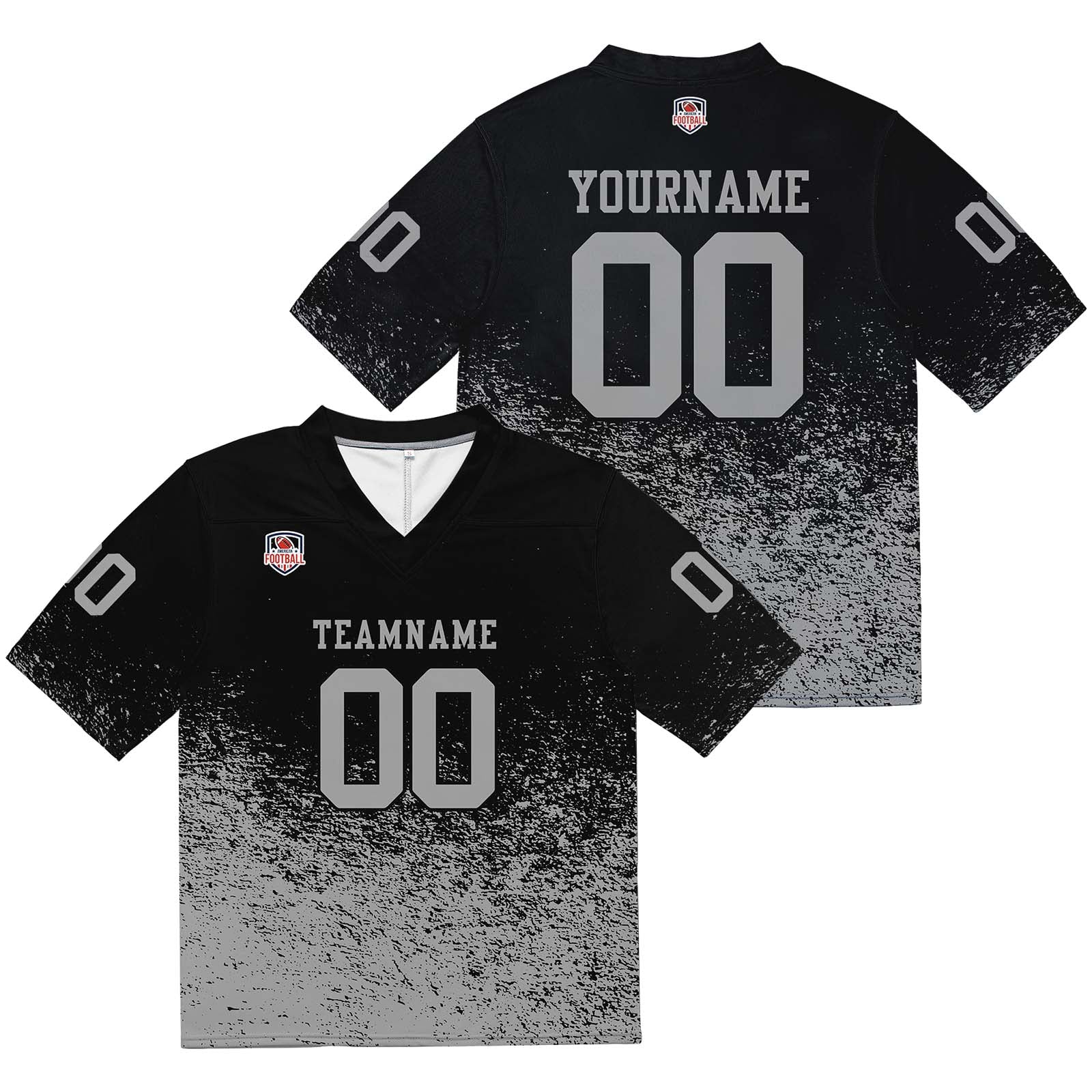 Camiseta de fútbol personalizada con nombre y número del equipo bordados-color negro y gris