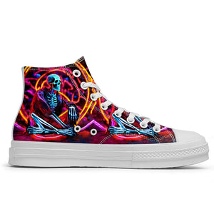 Resalta tu estilo con las zapatillas de lona de caña media Skeleton para hombre y mujer