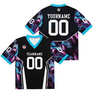 Camiseta de fútbol personalizada con nombre y número del equipo bordados-color negro y azul claro
