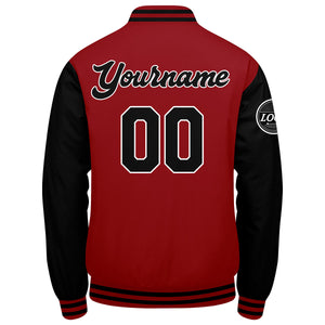 Chaqueta universitaria personalizada estilo Letterman para hombres-mujeres y jóvenes-color rojo y negro