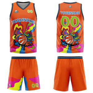 Uniforme de baloncesto naranja personalizado con tu logotipo-nombre y número impresos
