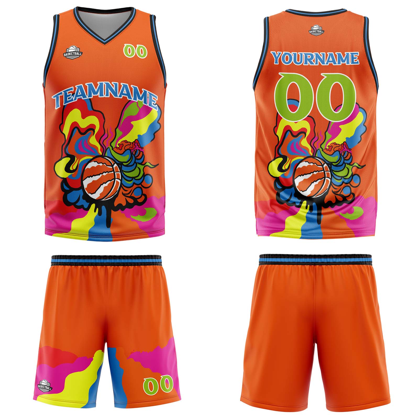 Uniforme de baloncesto naranja personalizado con tu logotipo-nombre y número impresos