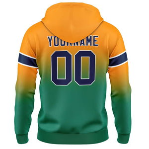 Sudadera con capucha personalizada con degradado para hombre-mujer-niña o niño Estampa tu logotipo-nombre y número Naranja y verde