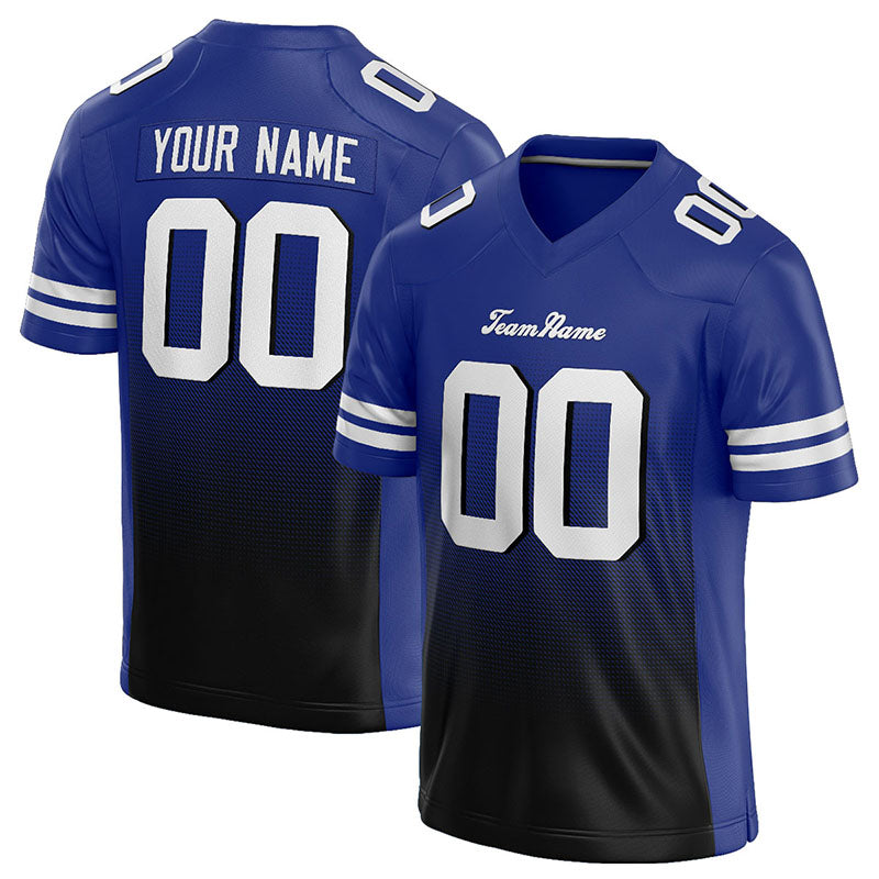 custom authentic gradient fashion football jersey royal-black-white mesh