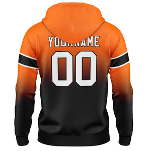 Sudadera con capucha personalizada con degradado para hombre-mujer-niña o niño Estampa tu logotipo-nombre o número Color naranja y negro