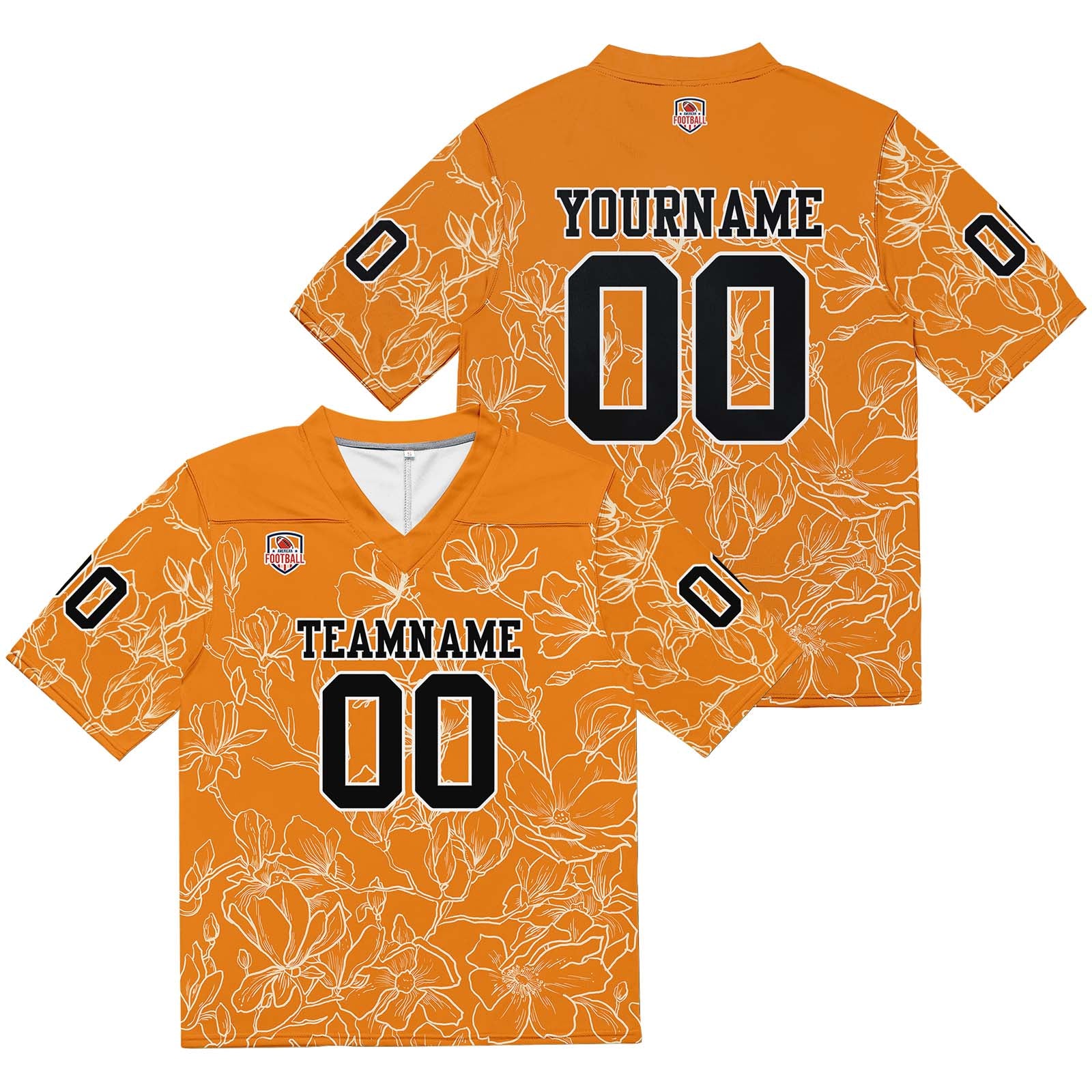 Camiseta de fútbol personalizada con nombre y número del equipo impresos y bordados-color naranja
