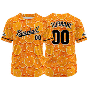 Camiseta de béisbol naranja con dise?o personalizado estampado a todo color
