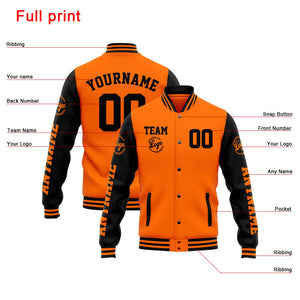 Chaqueta universitaria personalizada estilo Letterman para hombres-mujeres y jóvenes-color naranja y negro