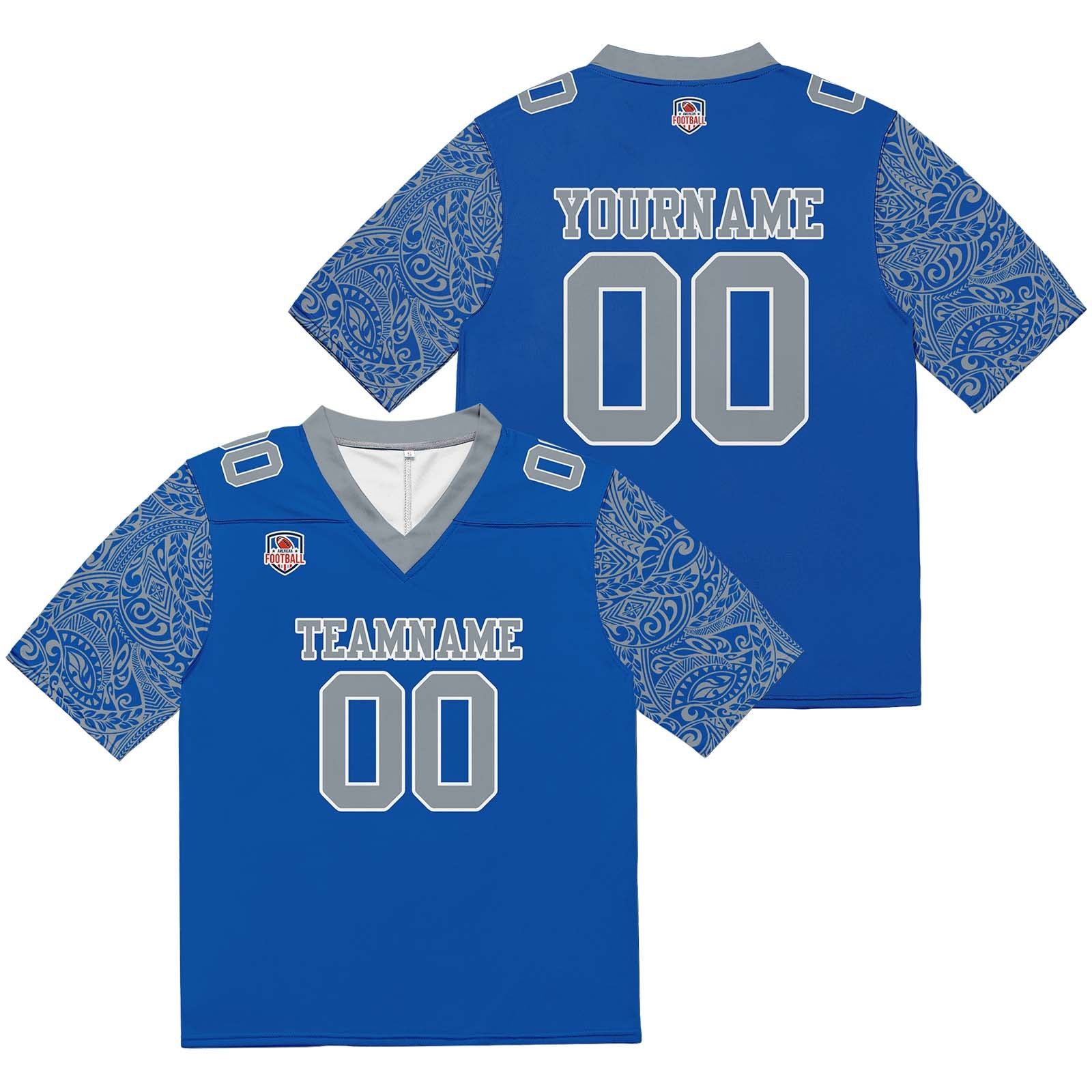 Camiseta de fútbol personalizada con nombre y número del equipo impresos y bordados-color azul