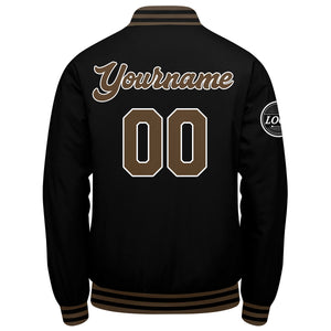 Chaqueta universitaria personalizada estilo Letterman para hombres-mujeres y jóvenes-color negro y marrón