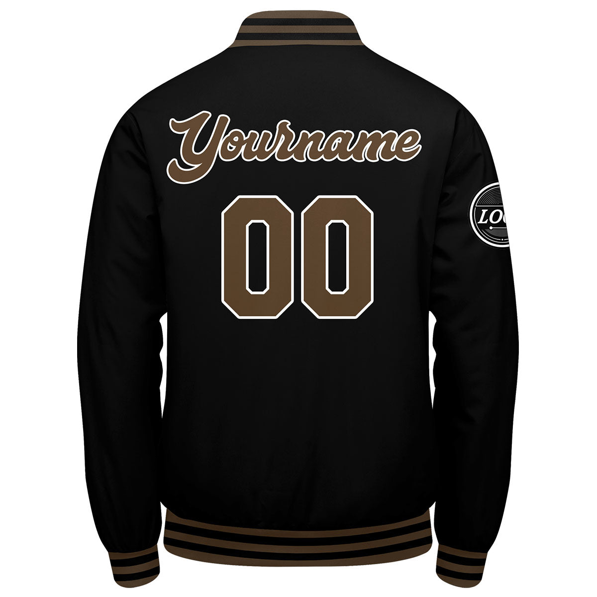 Chaqueta universitaria personalizada estilo Letterman para hombres-mujeres y jóvenes-color negro y marrón