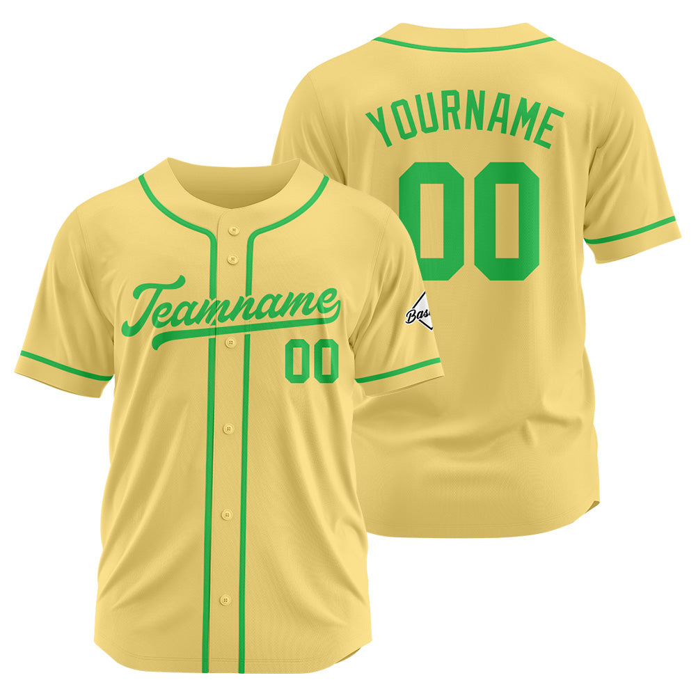 Camiseta de béisbol personalizada con diseño bordado & estilo hip hop & color oro y verde