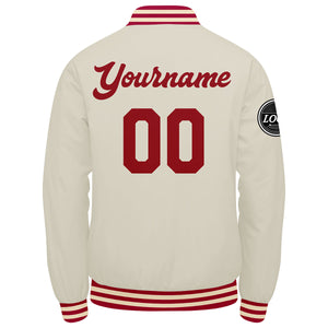 Chaqueta universitaria personalizada estilo Letterman para hombres-mujeres y jóvenes-color rojo crema