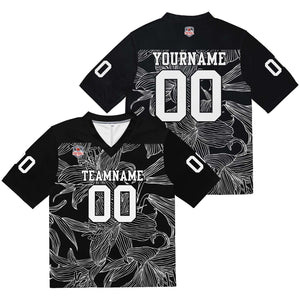 Camiseta de fútbol personalizada con nombre y número del equipo impresos y bordados-color negro
