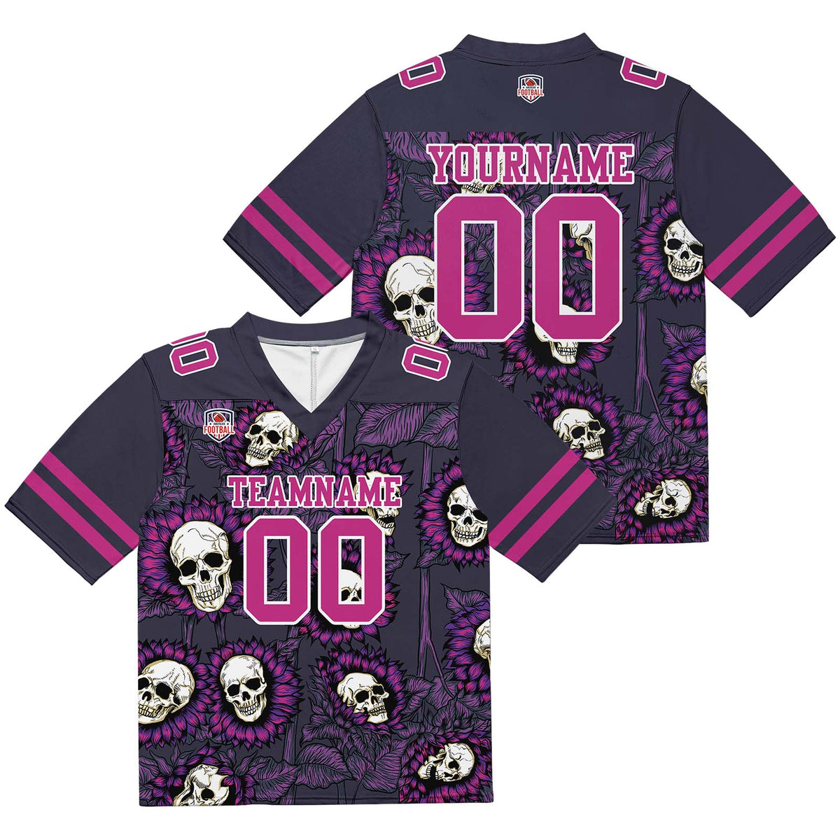 Camiseta de fútbol personalizada con nombre y número del equipo bordados-color girasol-rosa